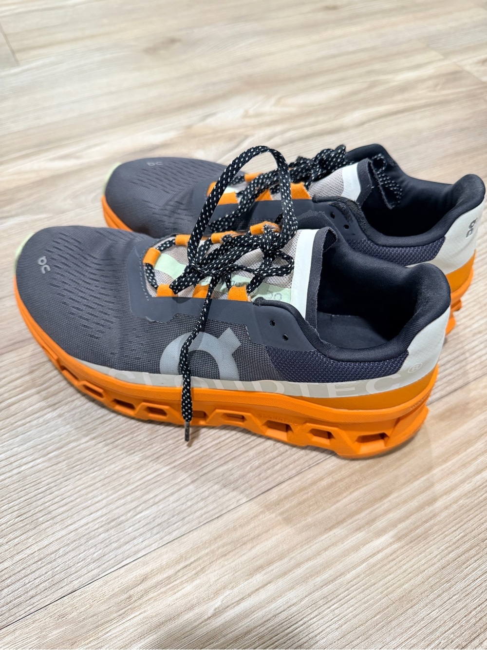 On Running Gray and Orange Men's Athletic Running Shoes